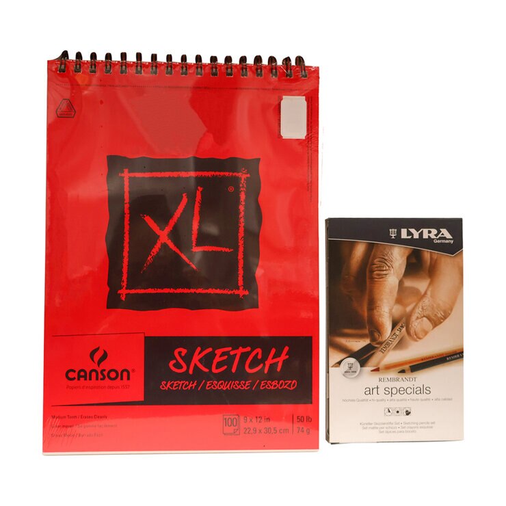 Set de Cuaderno Canson XL Sketch + Lápices para bocetear Lyra Art Specials