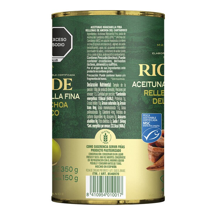 Rioverde Aceitunas Rellenas de Anchoa del Cantábrico 6 pzs de 350 g — Imagen 4 de 4