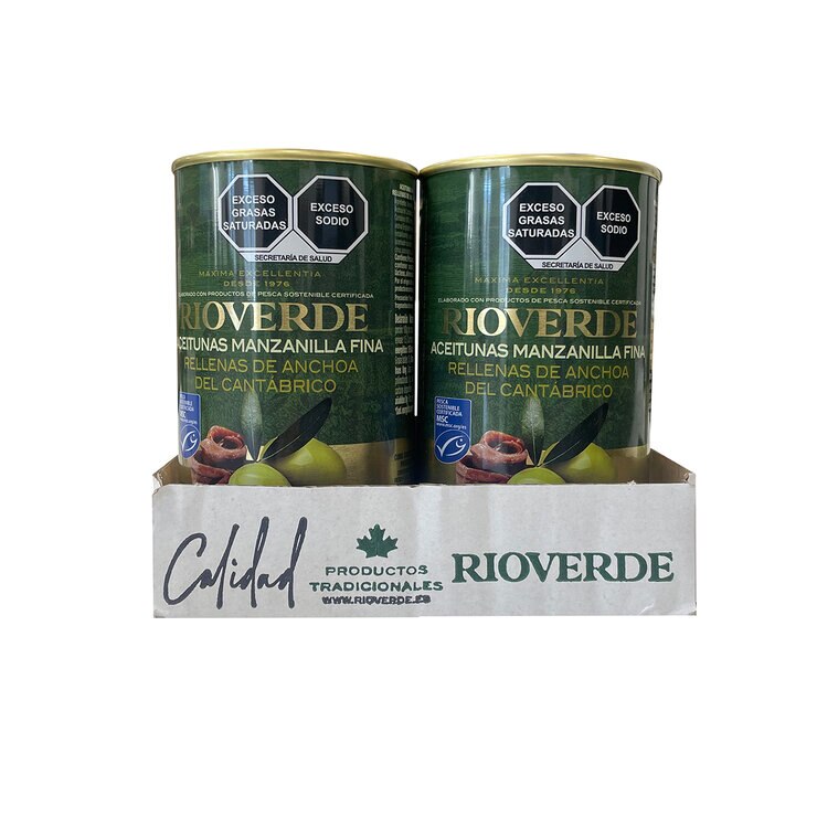 Rioverde Aceitunas Rellenas de Anchoa del Cantábrico 6 pzs de 350 g — Imagen 1 de 4