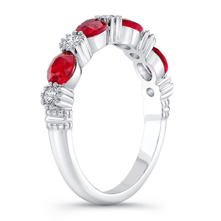 Anillo de Rubí con Diamantes, 0.25ctw, Oro Blanco 14K — Imagen 2 de 4