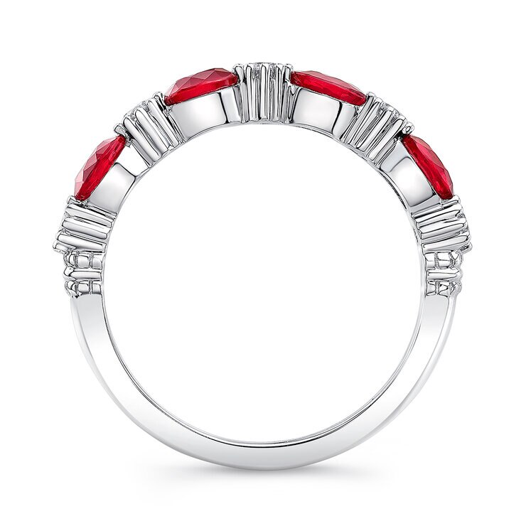 Anillo de Rubí con Diamantes, 0.25ctw, Oro Blanco 14K — Imagen 3 de 4