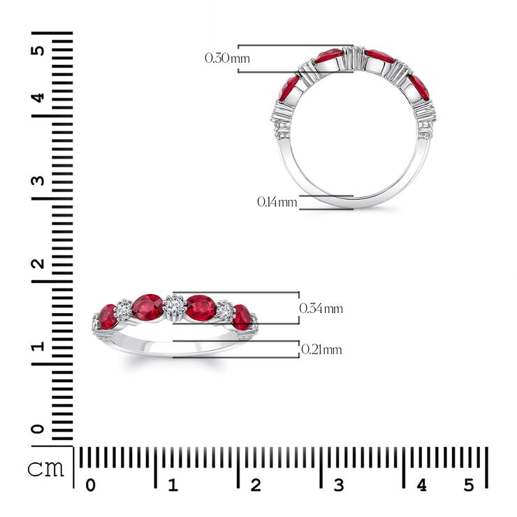Anillo de Rubí con Diamantes, 0.25ctw, Oro Blanco 14K — Imagen 4 de 4