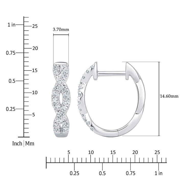 Aretes de Diamantes, 0.30ctw, Oro Blanco de 14K — Imagen 3 de 4