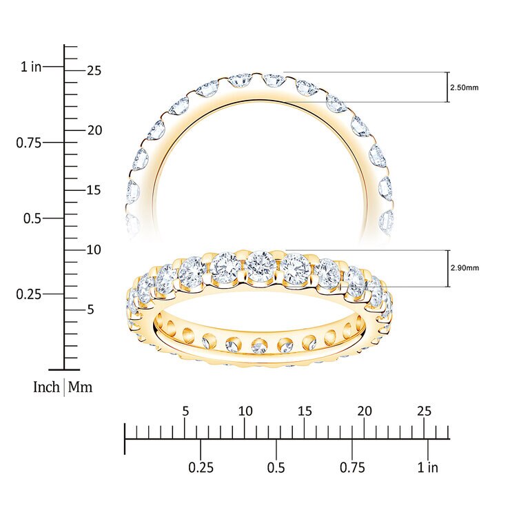 Anillo de Eternidad, 1.50ctw Diamantes, Oro Amarillo de 14K — Imagen 2 de 4
