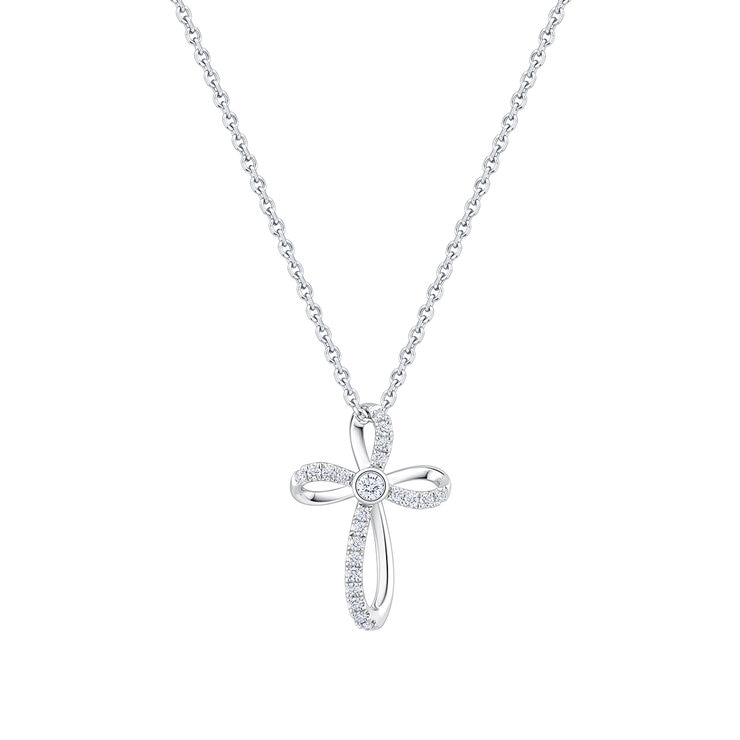 Dije de Cruz de Diamantes, 0.25ctw, Oro Blanco de 14K, 45.72cm ajustable — Imagen 2 de 4