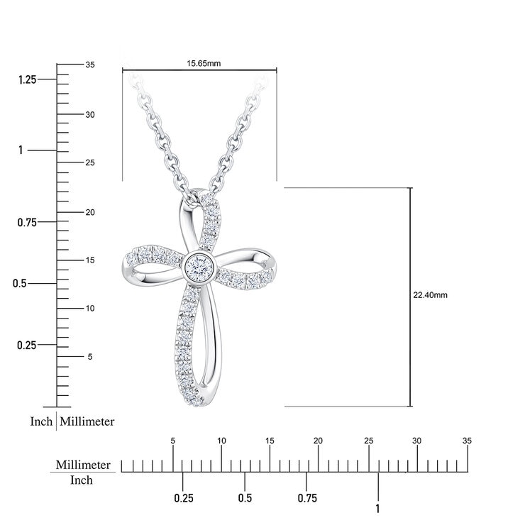 Dije de Cruz de Diamantes, 0.25ctw, Oro Blanco de 14K, 45.72cm ajustable — Imagen 4 de 4