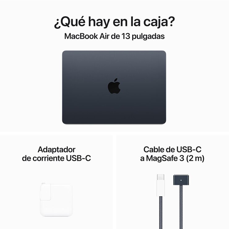 Apple MacBook Air 13" Chip M3 256GB Medianoche CPU de 8 núcleos GPU de 8 núcleos Memoria unificada de 16GB — Imagen 2 de 4