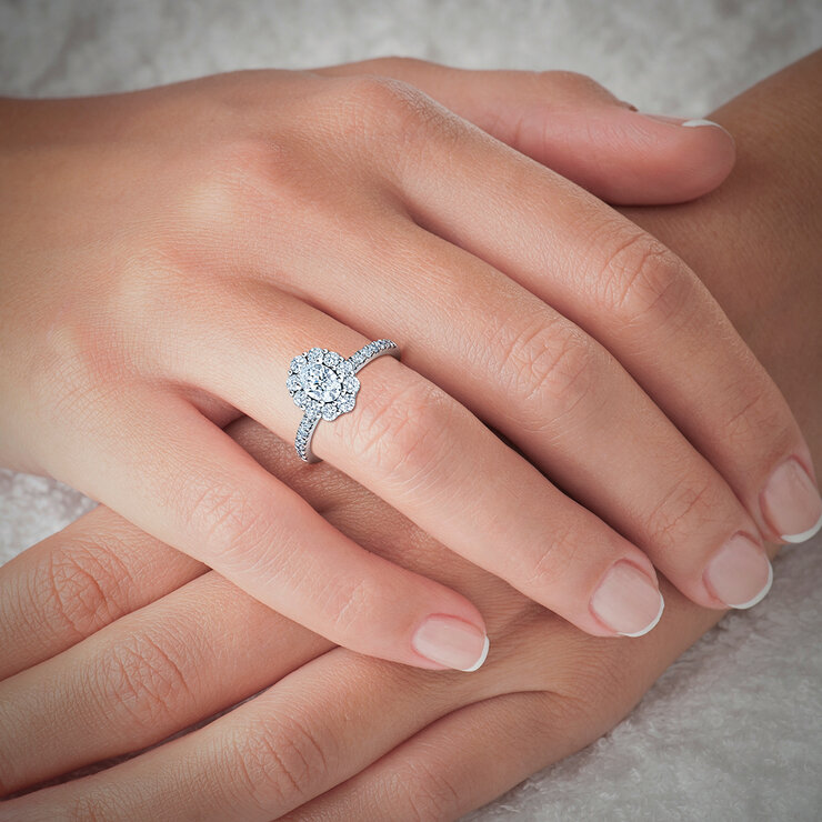 Anillo de Novia, 1.20ctw Diamantes, Oro Blanco 14kt — Imagen 4 de 4