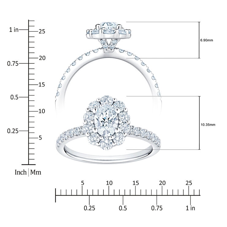 Anillo de Novia, 1.20ctw Diamantes, Oro Blanco 14kt — Imagen 3 de 4