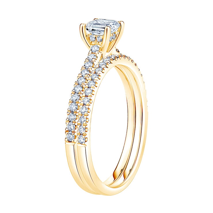 Anillos de Novia, 0.90ctw Diamantes, Oro Amarillo de 14K — Imagen 4 de 4