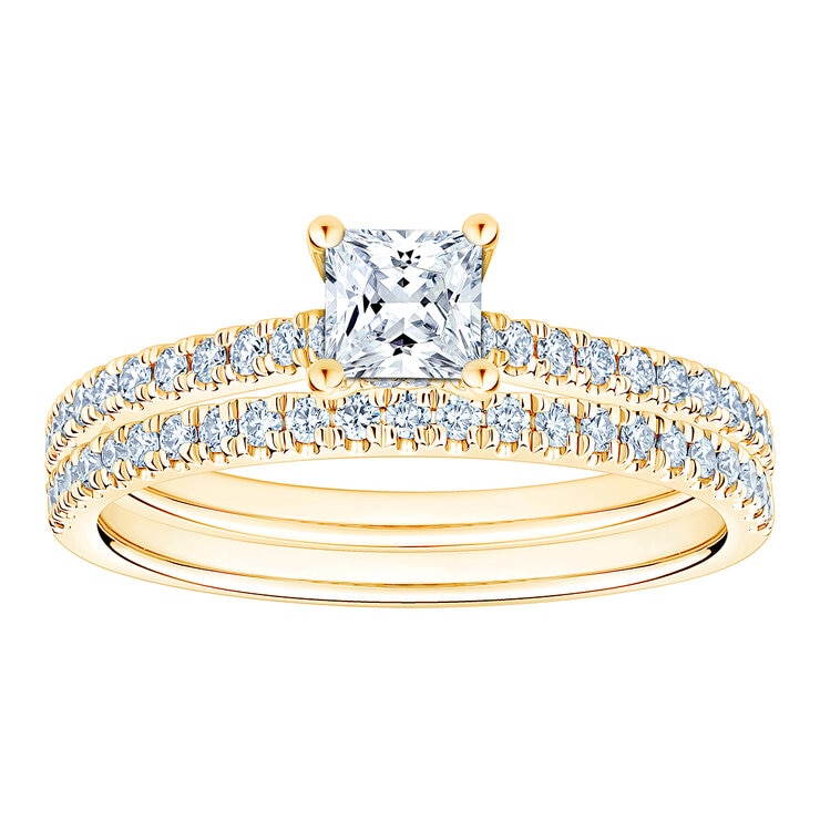 Anillos de Novia, 0.90ctw Diamantes, Oro Amarillo de 14K — Imagen 1 de 4