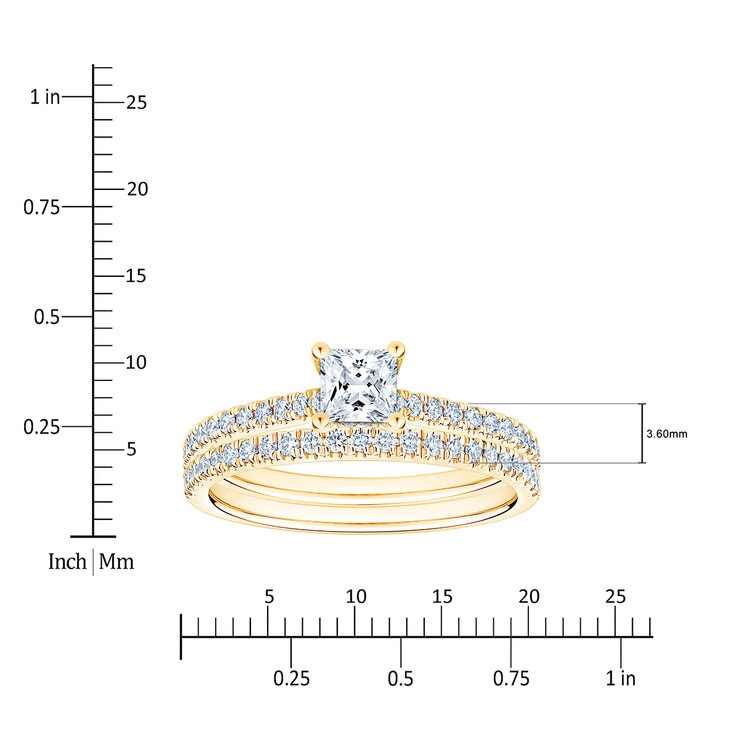 Anillos de Novia, 0.90ctw Diamantes, Oro Amarillo de 14K — Imagen 2 de 4