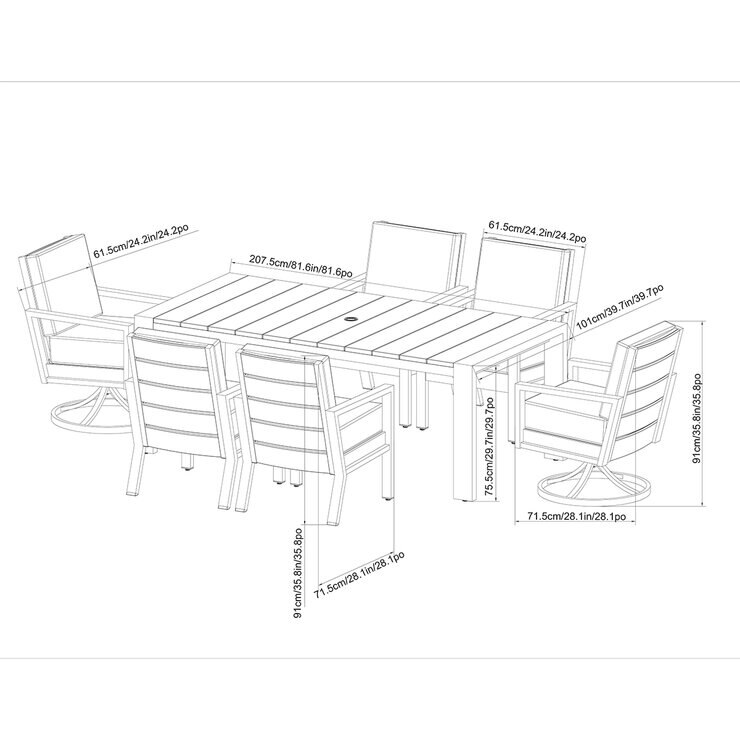 Sunvilla, Archer Comedor de 7 Piezas para Patio — Imagen 2 de 4