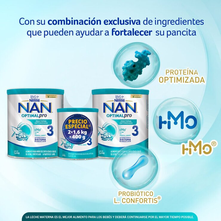 NAN 3 Optipro Etapa 3 2 latas de 1.6 Kg + 1 lata de 400 g — Imagen 4 de 4