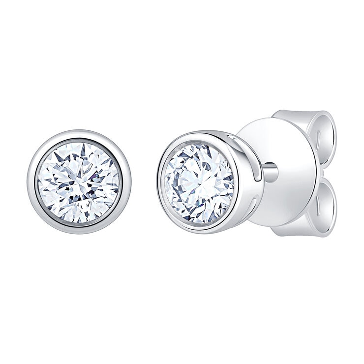 Aretes de Diamantes, 0.50ctw, Corte Redondo, Oro Blanco de 14K — Imagen 1 de 4