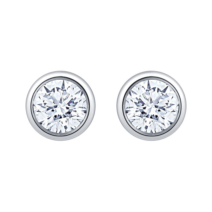 Aretes de Diamantes, 0.50ctw, Corte Redondo, Oro Blanco de 14K — Imagen 4 de 4