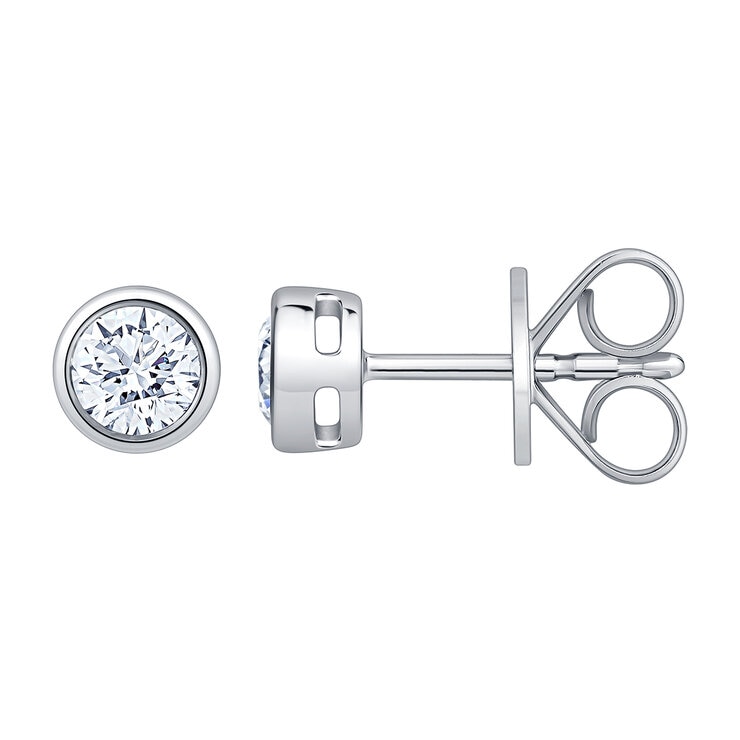 Aretes de Diamantes, 0.50ctw, Corte Redondo, Oro Blanco de 14K — Imagen 2 de 4