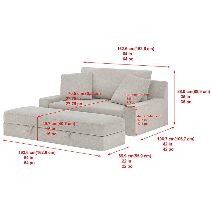 Thomasville, Sillón Extragrande de Tela con Otomano — Imagen 4 de 4