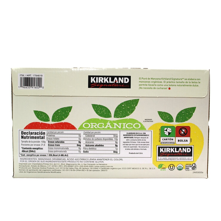 Kirkland Signature Puré de Manzana Orgánico 24 pzs de 90 g — Imagen 2 de 2