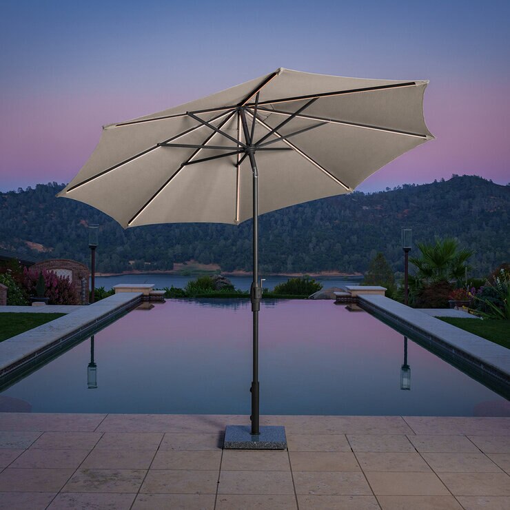 SunVilla, Sombrilla Redonda de 3m con Luz Solar LED — Imagen 1 de 4