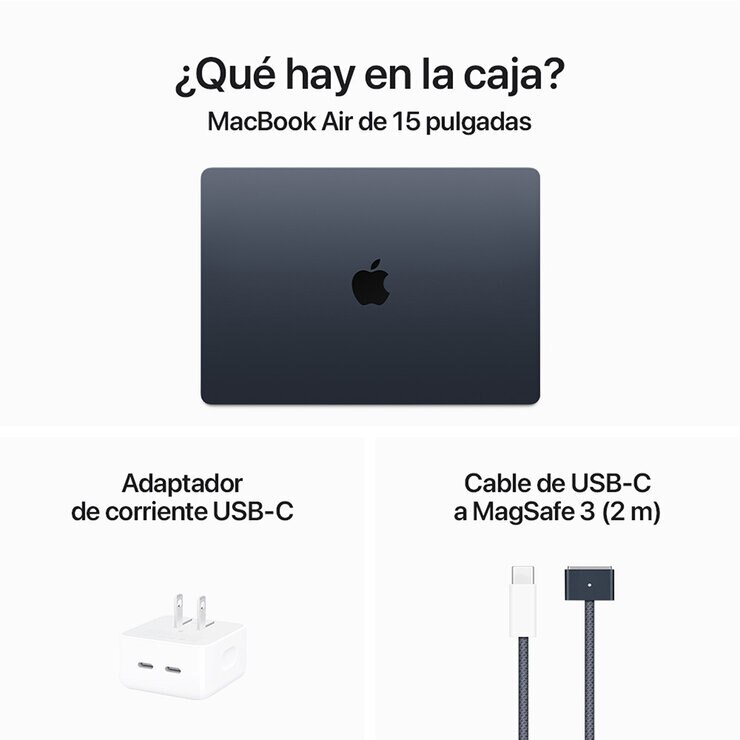 Apple MacBook Air 15" 512GB Medianoche CPU de 8 núcleos GPU de 10 núcleos Memoria unificada de 24GB — Imagen 3 de 4