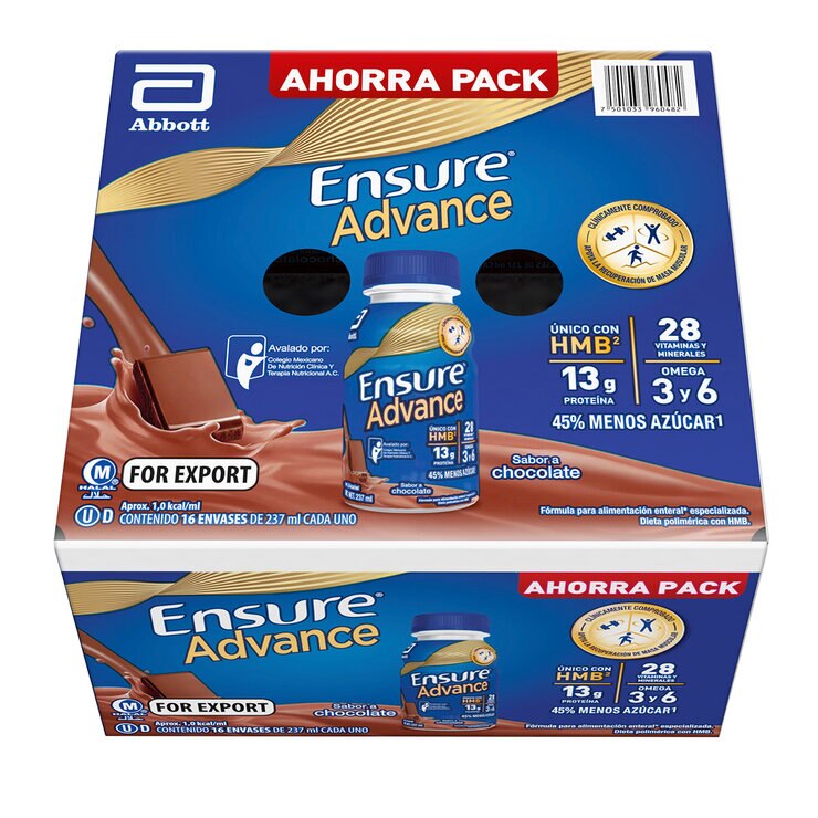 Ensure Advance Suplemento Alimenticio Sabor Chocolate 16 pzas de 237 ml — Imagen 3 de 4