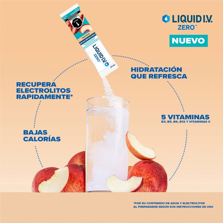 Liquid I.V. Electrolitos en Polvo Reducidos en Azúcar Sabor Durazno 30 pzas de 13 gr — Imagen 3 de 4
