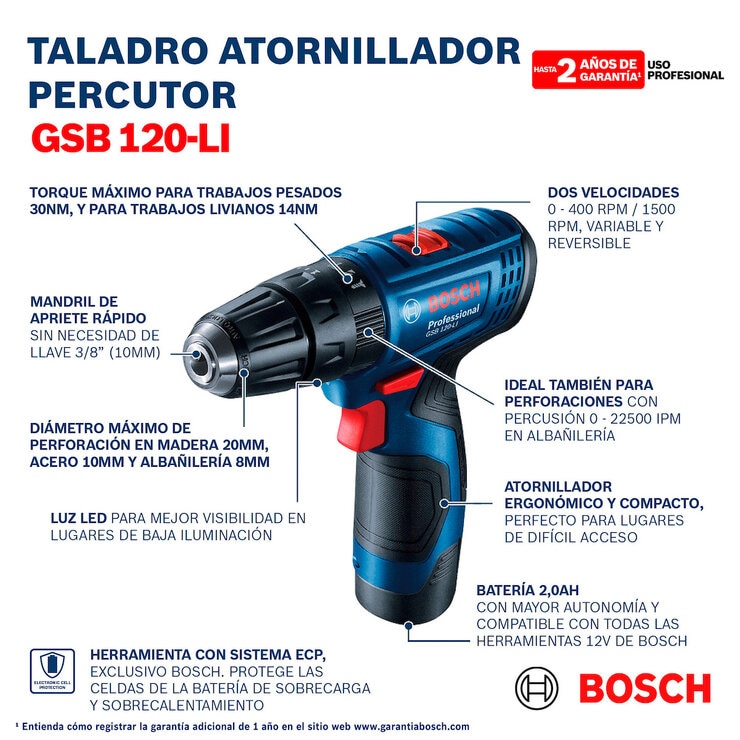 Bosch, Combo Atornillador + Llave de impacto 12V — Imagen 2 de 4