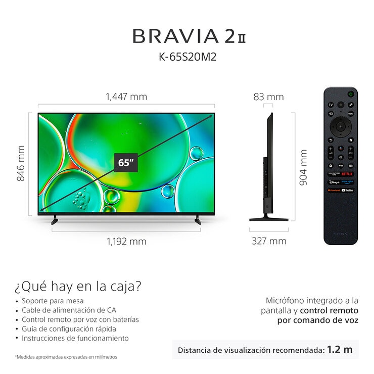 Sony Pantalla 65" BRAVIA II UHD 4K Google TV — Imagen 4 de 4