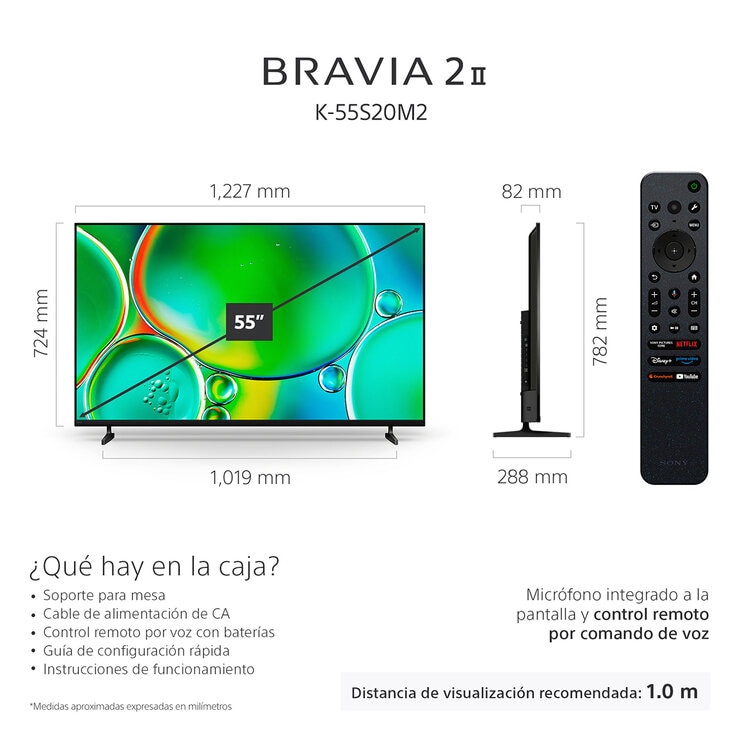 Sony Pantalla 55" BRAVIA II UHD 4K Google TV — Imagen 3 de 4