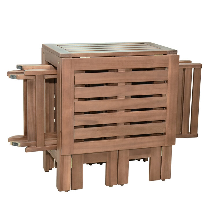 Alltrade, Set de Mesa y 2 Sillas Plegables para Patio de Madera de Acacia — Imagen 2 de 4