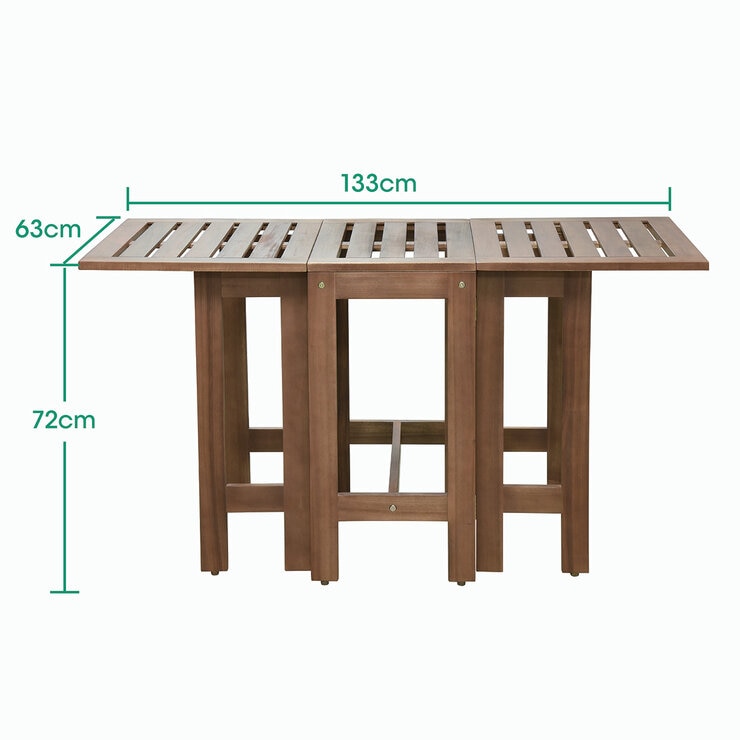 Alltrade, Set de Mesa y 2 Sillas Plegables para Patio de Madera de Acacia — Imagen 4 de 4