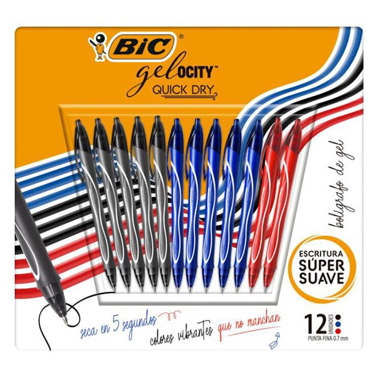 Bic, Bolígrafos Tinta Gel 12 Piezas, Varios Modelos — Imagen 1 de 2