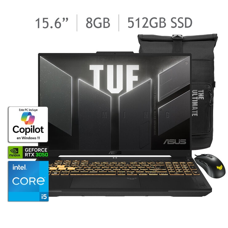 ASUS TUF Gaming F16 Laptop 15.6" Full HD Intel Core i5 8GB 512GB SSD + Mochila + Mouse — Imagen 1 de 4