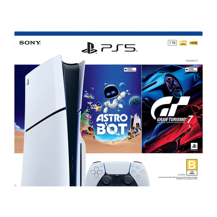 PlayStation 5: Consola Slim Stándar de 1TB + 2 Videojuegos + Centro de Carga — Imagen 2 de 4