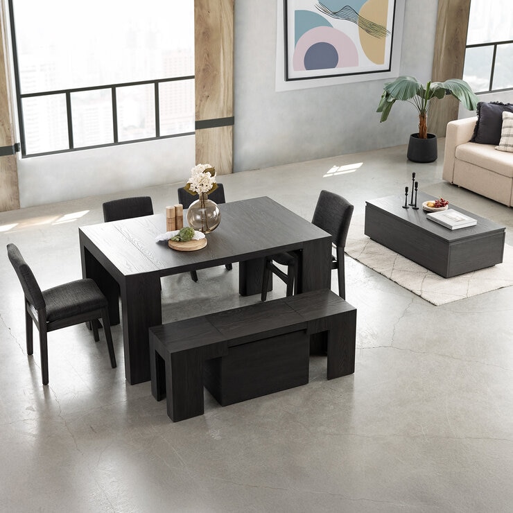 Transformer Table, Set de Comedor Expandible Color Gris Oscuro, Capacidad de hasta 12 Personas, 100% Madera — Imagen 2 de 4