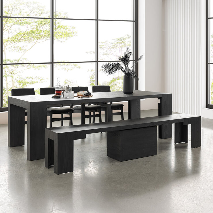 Transformer Table, Set de Comedor Expandible Color Gris Oscuro, Capacidad de hasta 12 Personas, 100% Madera — Imagen 3 de 4