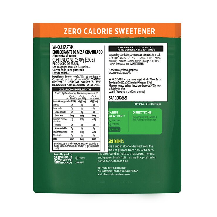 Whole Earth Endulzante de Eritritol y Fruta del Monje 908 g — Imagen 2 de 4