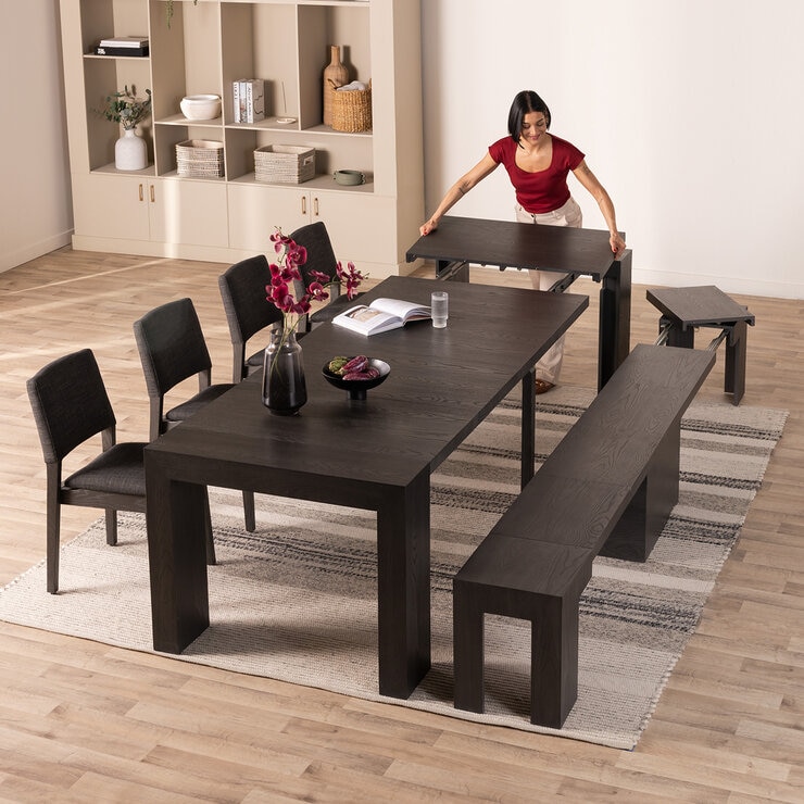 Transformer Table, Set de Comedor Expandible Color Gris Oscuro, Capacidad de hasta 12 Personas, 100% Madera — Imagen 1 de 4