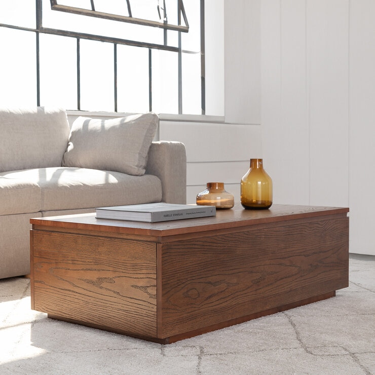 Transformer Table, Mesa de Centro Extendible, con Mecanismo Elevador, Color Marrón — Imagen 2 de 3