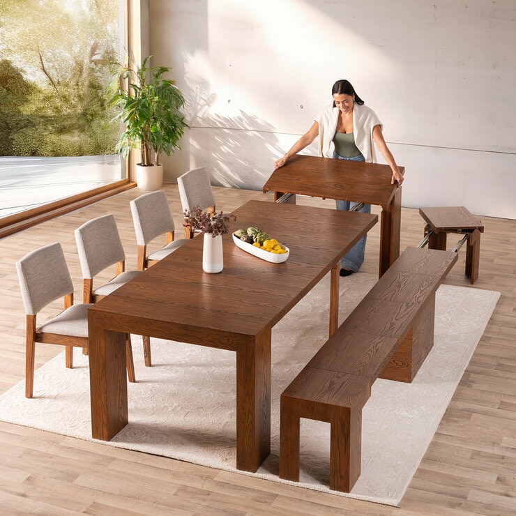 Transformer Table, Set de Comedor Expandible Color Marrón, Capacidad de hasta 12 Personas, 100% Madera — Imagen 1 de 4