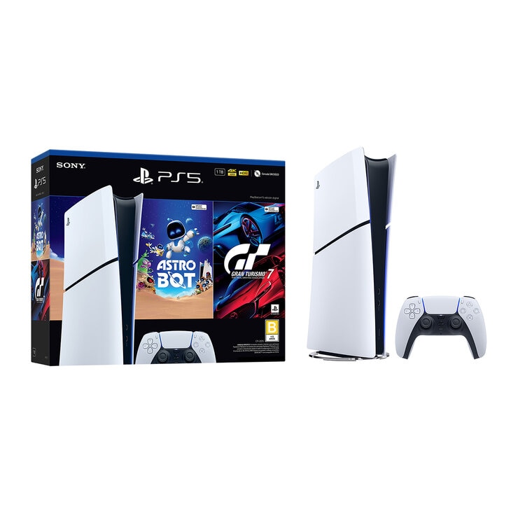 PlayStation 5: Consola Slim Digital de 1TB + 2 Videojuegos + Centro de Carga — Imagen 1 de 4