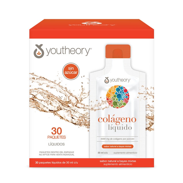 Youtheory Colágeno Líquido 5,000 mg Sabor Bayas Mixtas 30 paquetes — Imagen 1 de 4