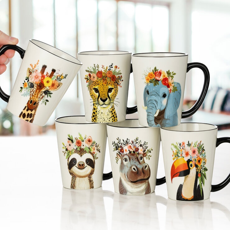 Signature Housewares Juego de 6 tazas de Cerámica de Animales — Imagen 3 de 4
