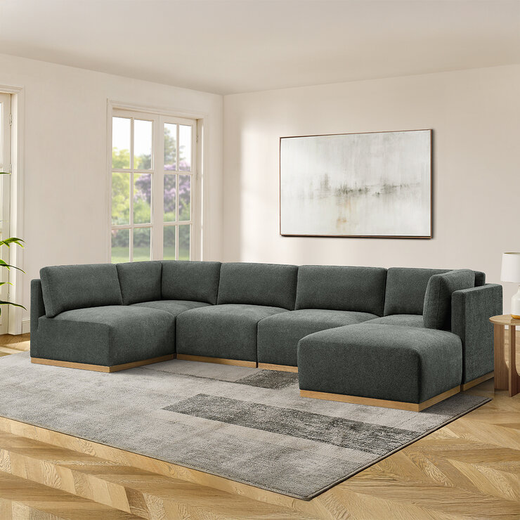 Henredon, Murphy, Sofá Seccional Modular de Tela de 6 piezas con Otomano — Imagen 1 de 4