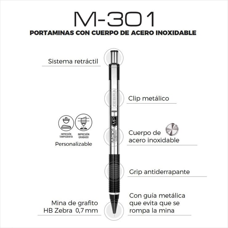Portaminas Metálico 6 pzas Negro — Imagen 4 de 4