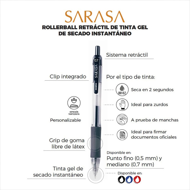Bolígrafo Sarasa Gel 24 Pzas, Tinta Negro y Azul — Imagen 4 de 4