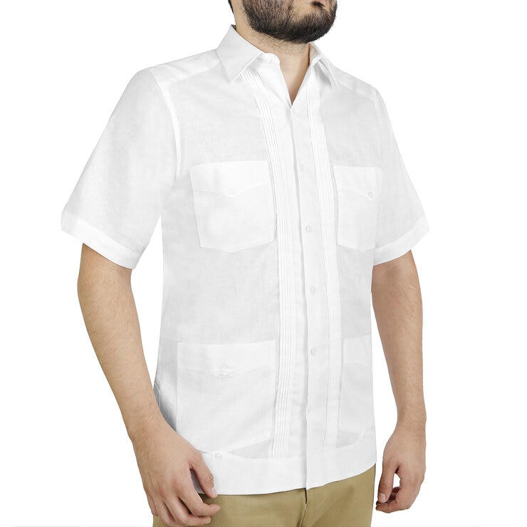 Uxmal by Manchester Guayabera Color Blanco, Manga Larga para Caballero, Varias Tallas