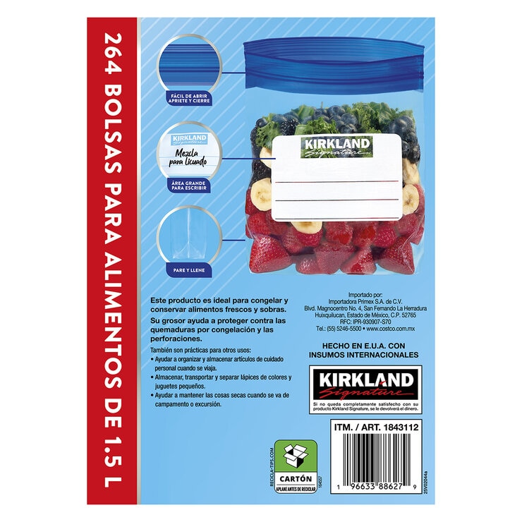 Kirkland Signature Bolsas para Congelar 264 pzas de 1.5 l — Imagen 2 de 2