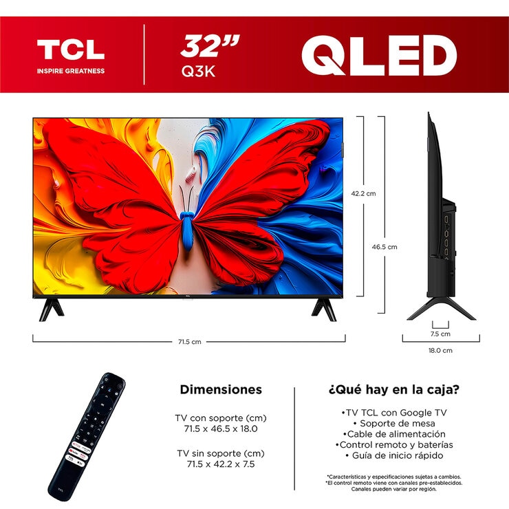 TCL Pantalla 32" QLED 4K Google TV — Imagen 2 de 4